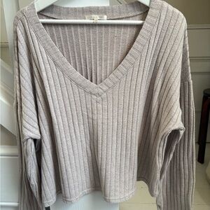 Z Supply Ribbed Knit Top in Taupe